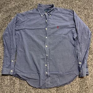 Ralph Lauren Classic Men's L Blue Check‎ Long Sleeve Button Front Shirt